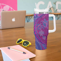Hawaiian Turtles and Polynesian Art Tattoo Tumbler With Handle Cerise LT03 - Polynesian Pride