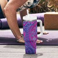 Hawaiian Turtles and Polynesian Art Tattoo Tumbler With Handle Cerise LT03 - Polynesian Pride