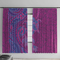 Hawaiian Turtles and Polynesian Art Tattoo Window Curtain Cerise LT03 With Hooks Pink - Polynesian Pride