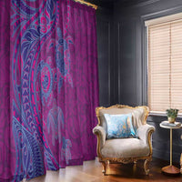 Hawaiian Turtles and Polynesian Art Tattoo Window Curtain Cerise LT03 - Polynesian Pride