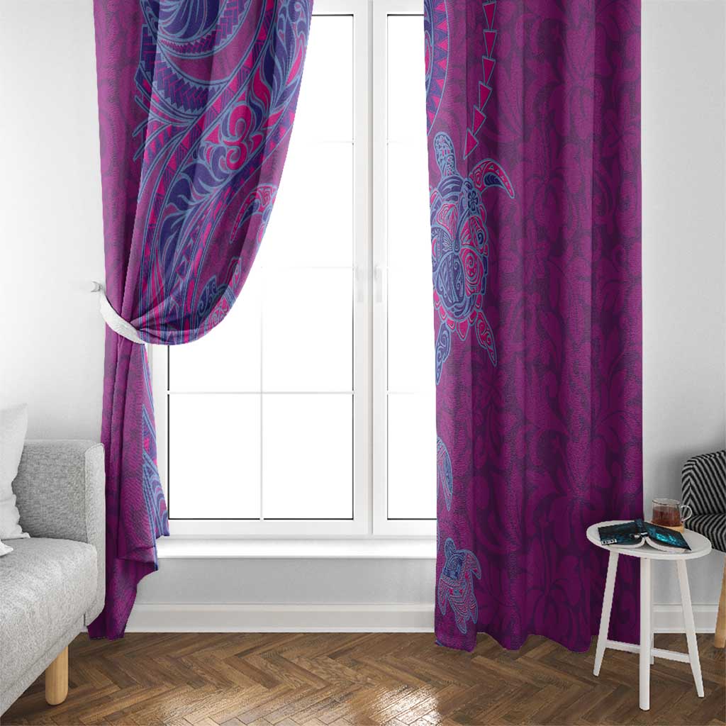 Hawaiian Turtles and Polynesian Art Tattoo Window Curtain Cerise LT03 - Polynesian Pride