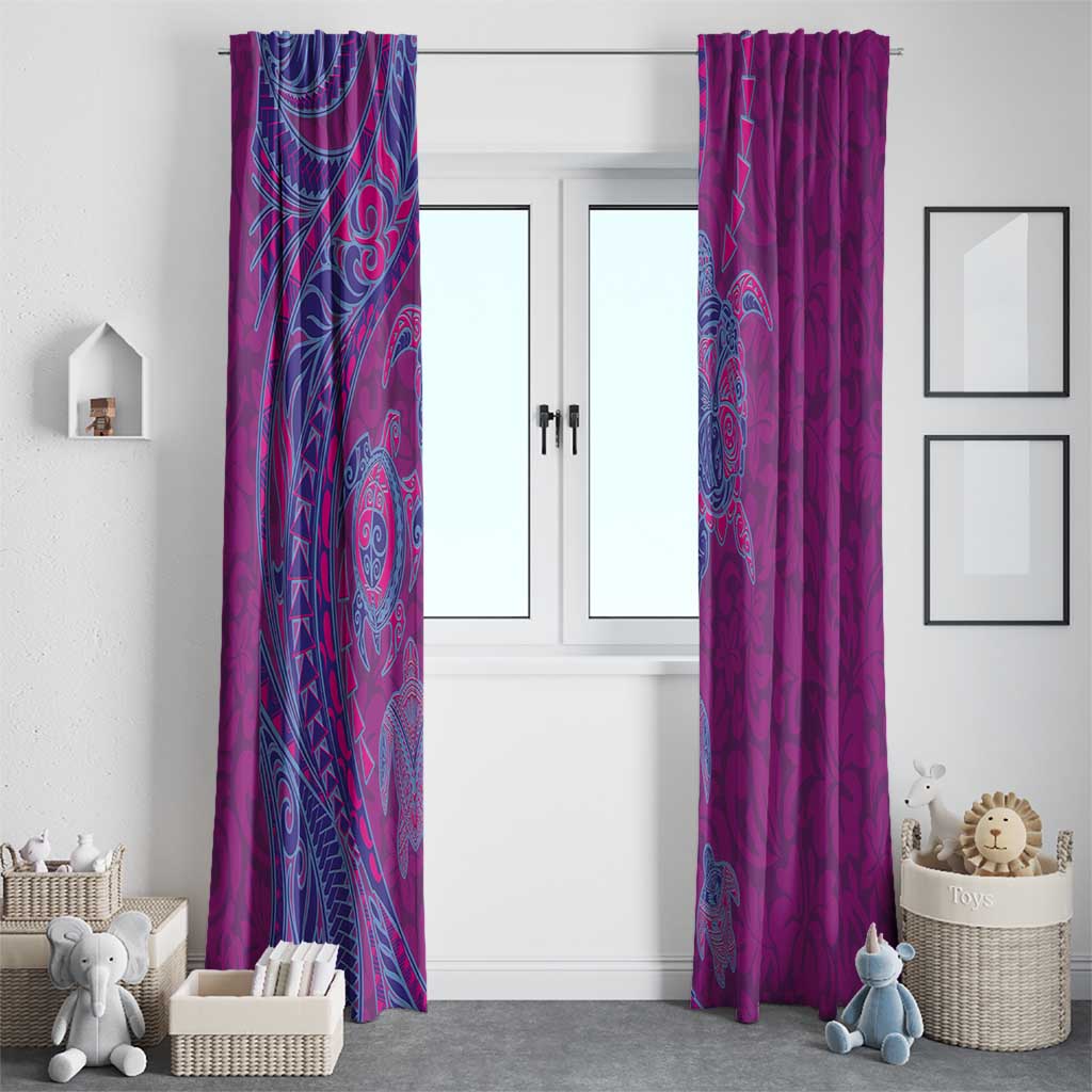 Hawaiian Turtles and Polynesian Art Tattoo Window Curtain Cerise LT03 - Polynesian Pride
