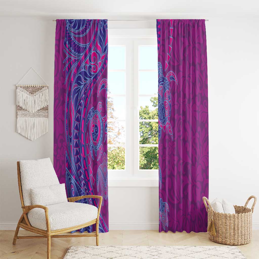 Hawaiian Turtles and Polynesian Art Tattoo Window Curtain Cerise LT03 - Polynesian Pride
