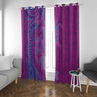 Hawaiian Turtles and Polynesian Art Tattoo Window Curtain Cerise LT03 With Grommets Pink - Polynesian Pride
