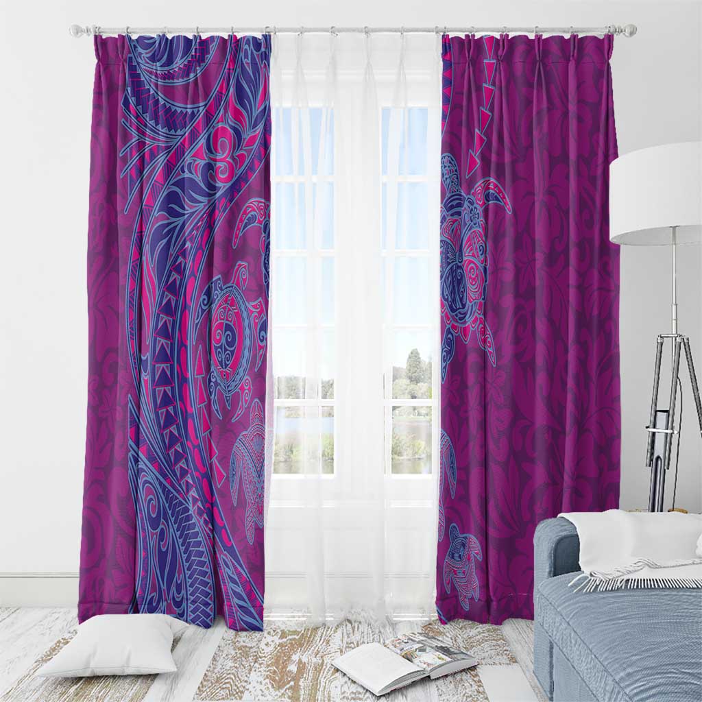 Hawaiian Turtles and Polynesian Art Tattoo Window Curtain Cerise LT03 - Polynesian Pride