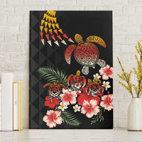 Hawaiian Hibiscus Turtle and Tropical Flower Canvas Wall Art Dynamic Vibe LT03 Without Frame Black - Polynesian Pride