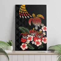 Hawaiian Hibiscus Turtle and Tropical Flower Canvas Wall Art Dynamic Vibe LT03 - Polynesian Pride