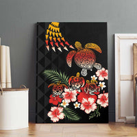 Hawaiian Hibiscus Turtle and Tropical Flower Canvas Wall Art Dynamic Vibe LT03 - Polynesian Pride