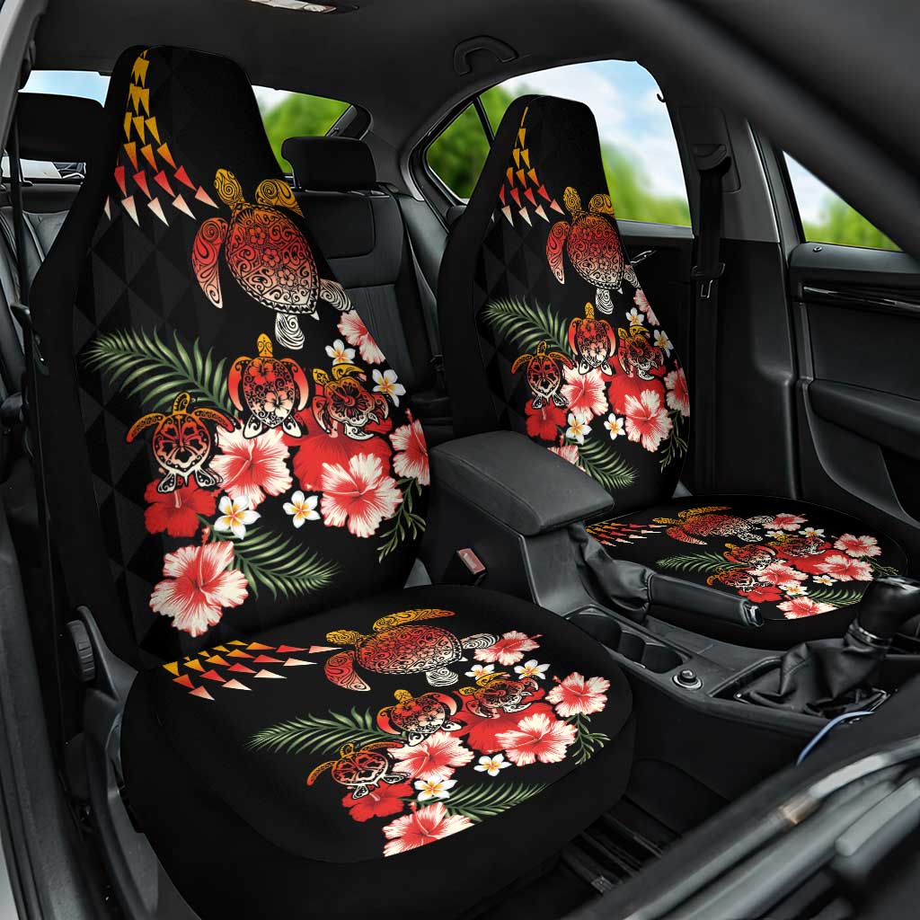 Hawaiian Hibiscus Turtle and Tropical Flower Car Seat Cover Dynamic Vibe LT03 One Size Black - Polynesian Pride