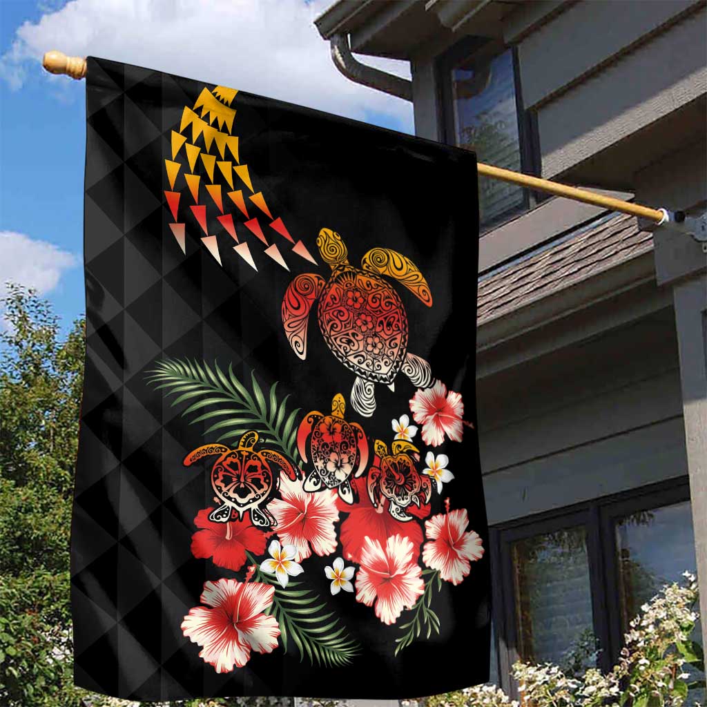 Hawaiian Hibiscus Turtle and Tropical Flower Garden Flag Dynamic Vibe LT03 - Polynesian Pride