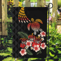 Hawaiian Hibiscus Turtle and Tropical Flower Garden Flag Dynamic Vibe LT03 Garden Flag Black - Polynesian Pride