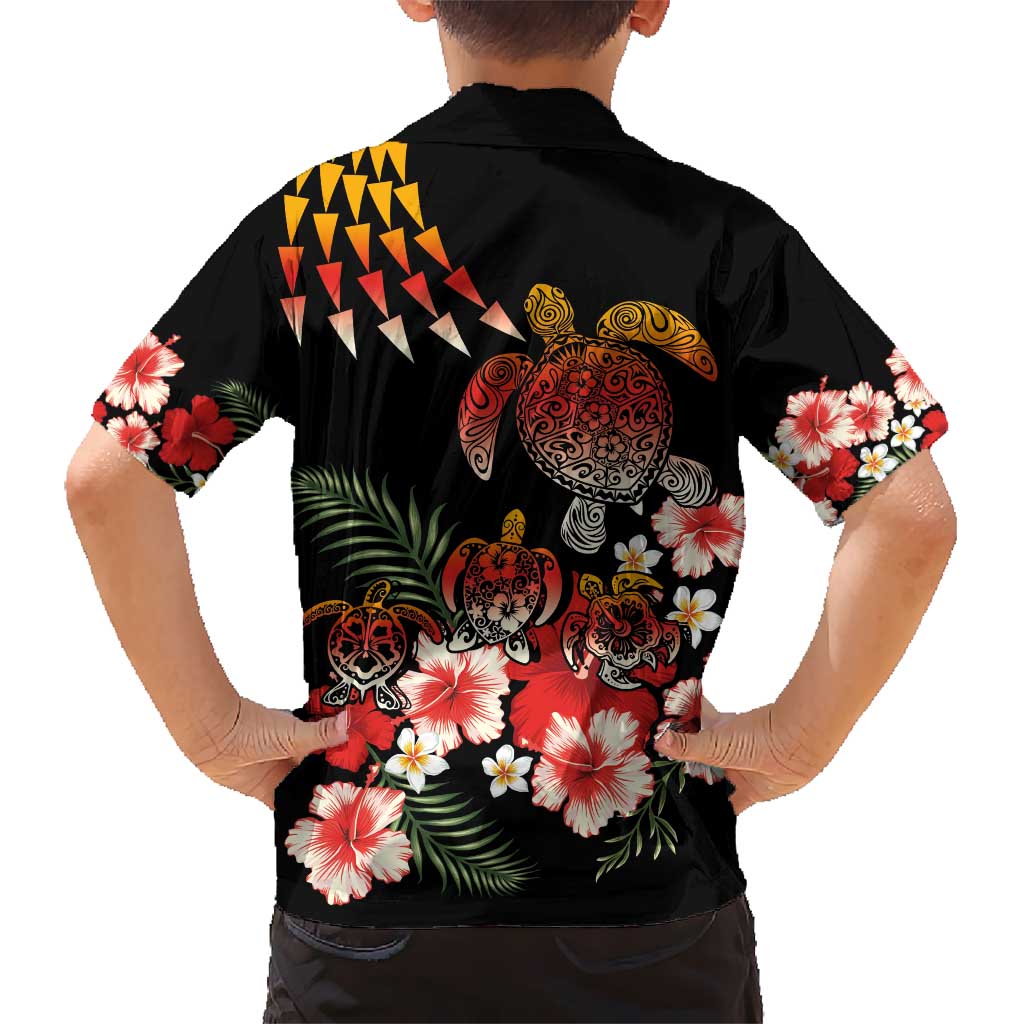 Hawaiian Hibiscus Turtle and Tropical Flower Kid Hawaiian Shirt Dynamic Vibe LT03 - Polynesian Pride