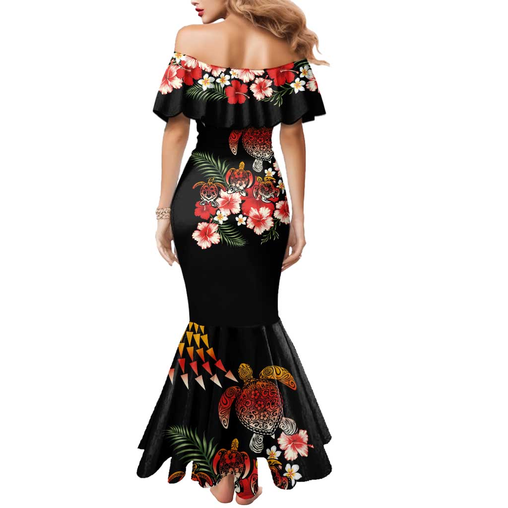 Hawaiian Hibiscus Turtle and Tropical Flower Mermaid Dress Dynamic Vibe LT03 - Polynesian Pride