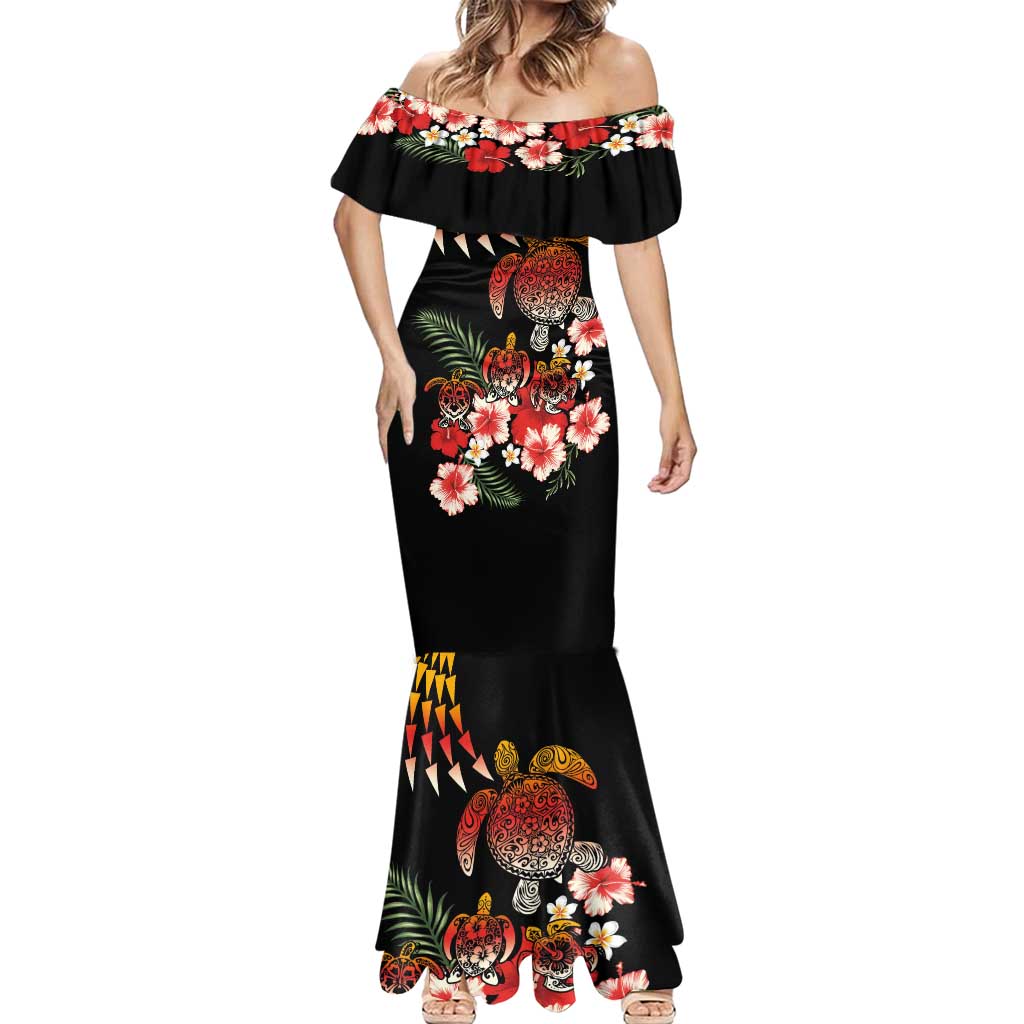 Hawaiian Hibiscus Turtle and Tropical Flower Mermaid Dress Dynamic Vibe LT03 - Polynesian Pride