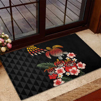 Hawaiian Hibiscus Turtle and Tropical Flower Rubber Doormat Dynamic Vibe LT03 - Polynesian Pride
