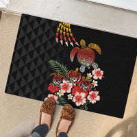 Hawaiian Hibiscus Turtle and Tropical Flower Rubber Doormat Dynamic Vibe LT03 - Polynesian Pride