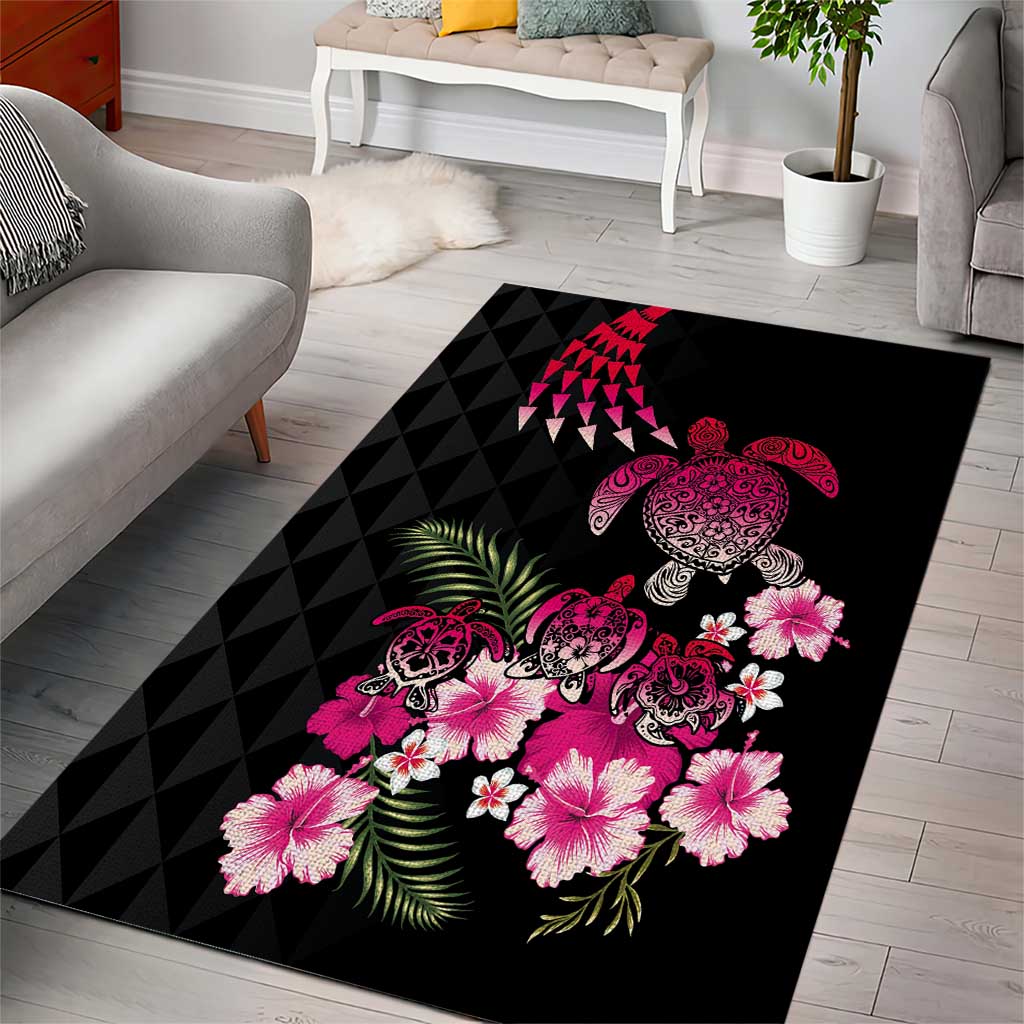 Hawaiian Hibiscus Turtle and Tropical Flower Area Rug Sweet Vibe LT03 - Polynesian Pride