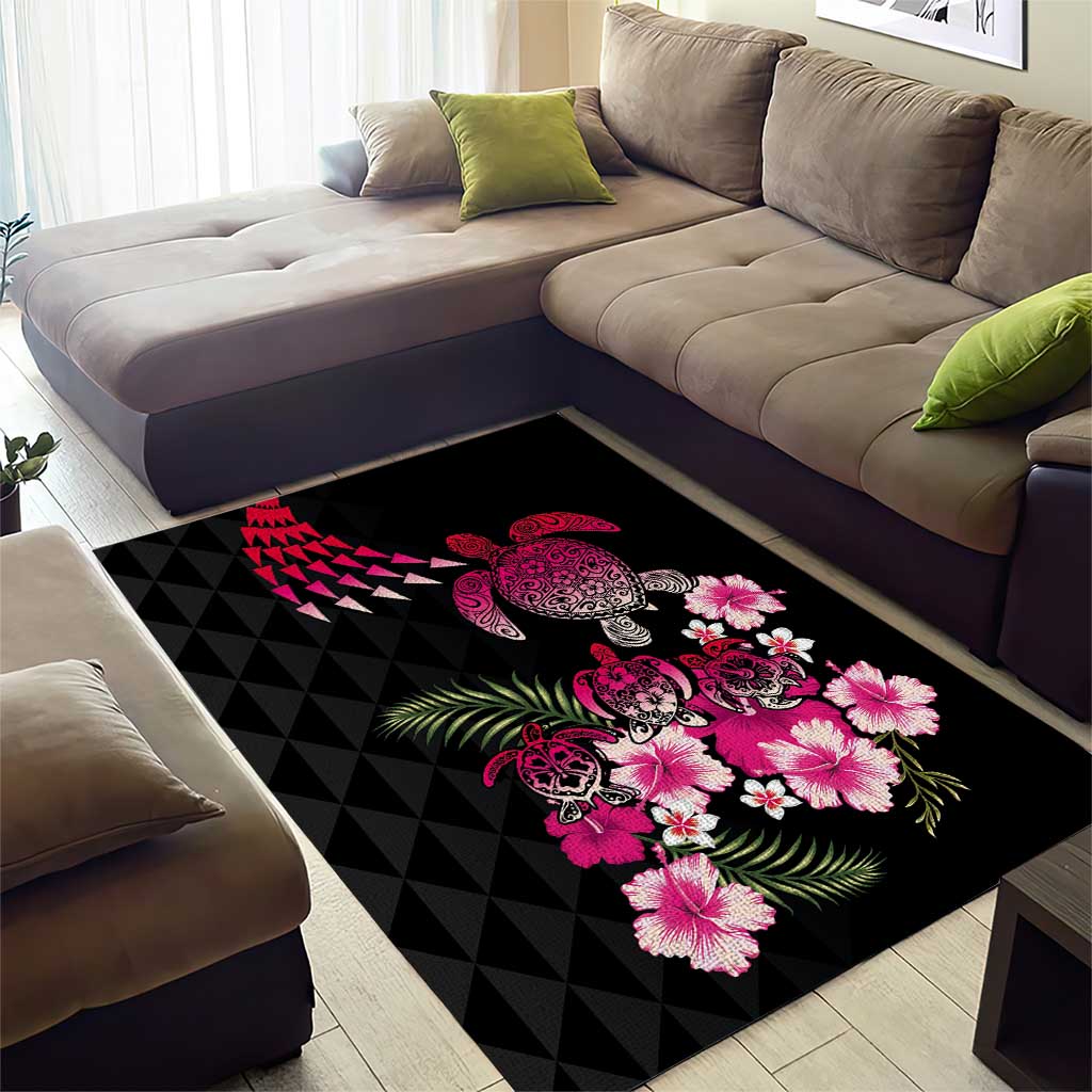 Hawaiian Hibiscus Turtle and Tropical Flower Area Rug Sweet Vibe LT03 - Polynesian Pride