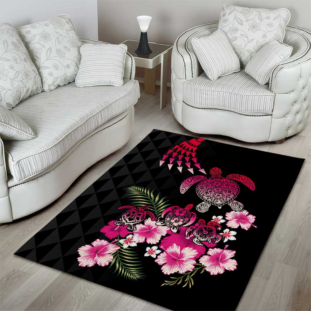 Hawaiian Hibiscus Turtle and Tropical Flower Area Rug Sweet Vibe LT03 - Polynesian Pride
