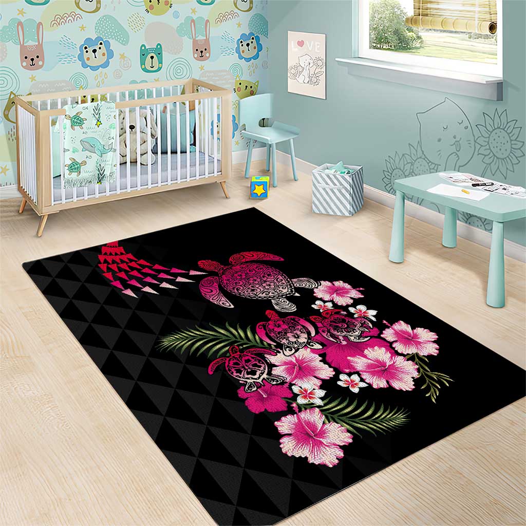 Hawaiian Hibiscus Turtle and Tropical Flower Area Rug Sweet Vibe LT03 - Polynesian Pride