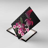 Hawaiian Hibiscus Turtle and Tropical Flower Canvas Wall Art Sweet Vibe LT03 With Frame Black - Polynesian Pride
