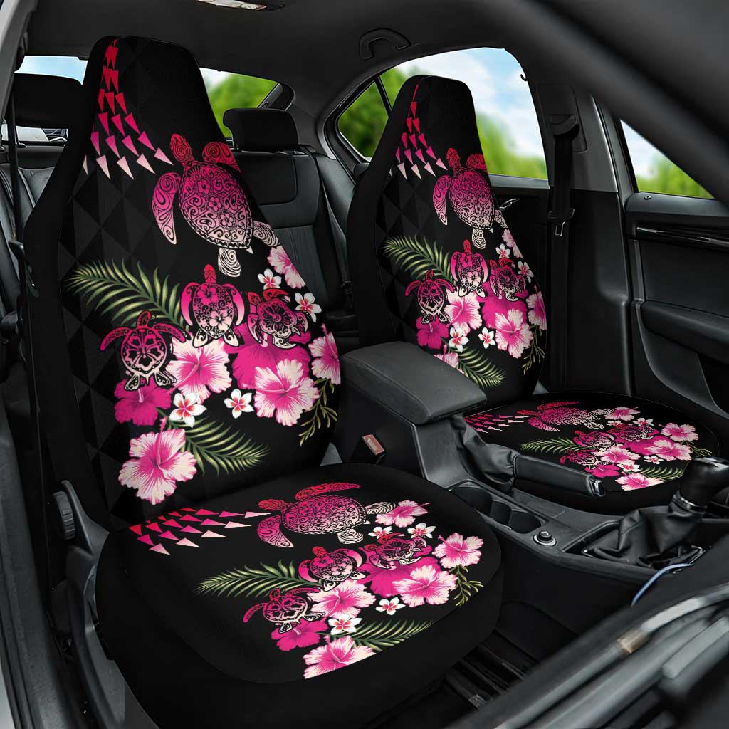 Hawaiian Hibiscus Turtle and Tropical Flower Car Seat Cover Sweet Vibe LT03 One Size Black - Polynesian Pride