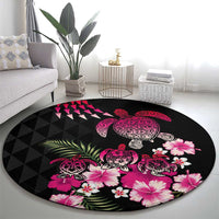 Hawaiian Hibiscus Turtle and Tropical Flower Round Carpet Sweet Vibe LT03 - Polynesian Pride