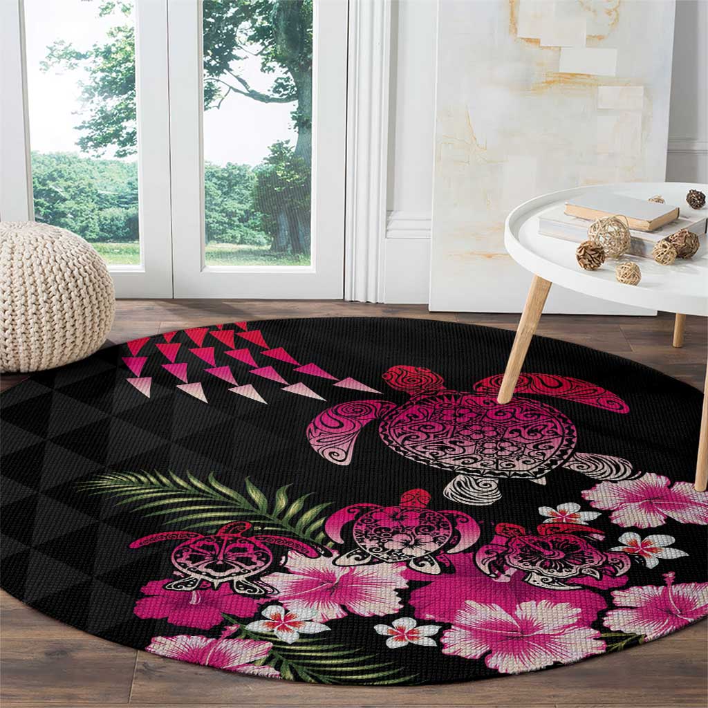 Hawaiian Hibiscus Turtle and Tropical Flower Round Carpet Sweet Vibe LT03 - Polynesian Pride