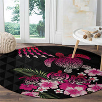 Hawaiian Hibiscus Turtle and Tropical Flower Round Carpet Sweet Vibe LT03 - Polynesian Pride