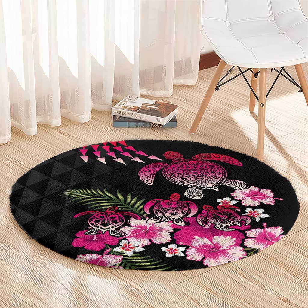 Hawaiian Hibiscus Turtle and Tropical Flower Round Carpet Sweet Vibe LT03 - Polynesian Pride