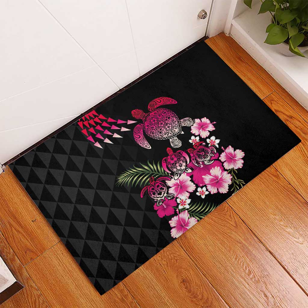 Hawaiian Hibiscus Turtle and Tropical Flower Rubber Doormat Sweet Vibe LT03 - Polynesian Pride