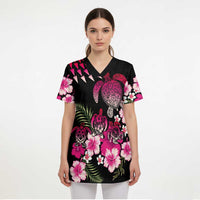 Hawaiian Hibiscus Turtle and Tropical Flower Scrub Top Sweet Vibe LT03 - Polynesian Pride