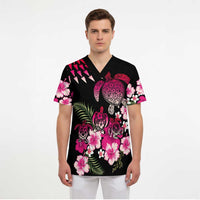 Hawaiian Hibiscus Turtle and Tropical Flower Scrub Top Sweet Vibe LT03 - Polynesian Pride