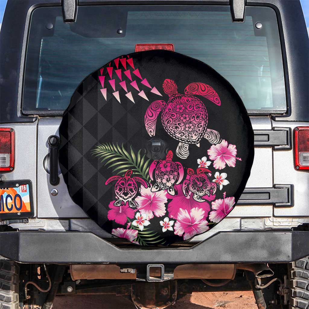 Hawaiian Hibiscus Turtle and Tropical Flower Spare Tire Cover Sweet Vibe LT03 Black - Polynesian Pride