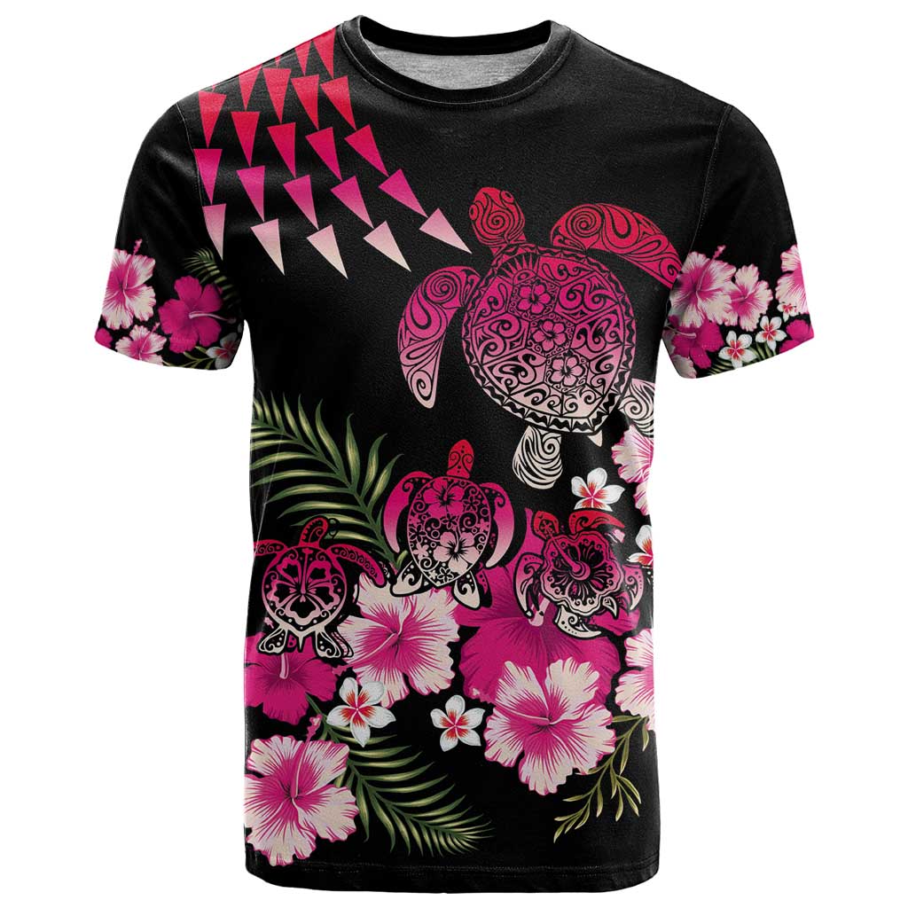 Hawaiian Hibiscus Turtle and Tropical Flower T Shirt Sweet Vibe LT03 Black - Polynesian Pride