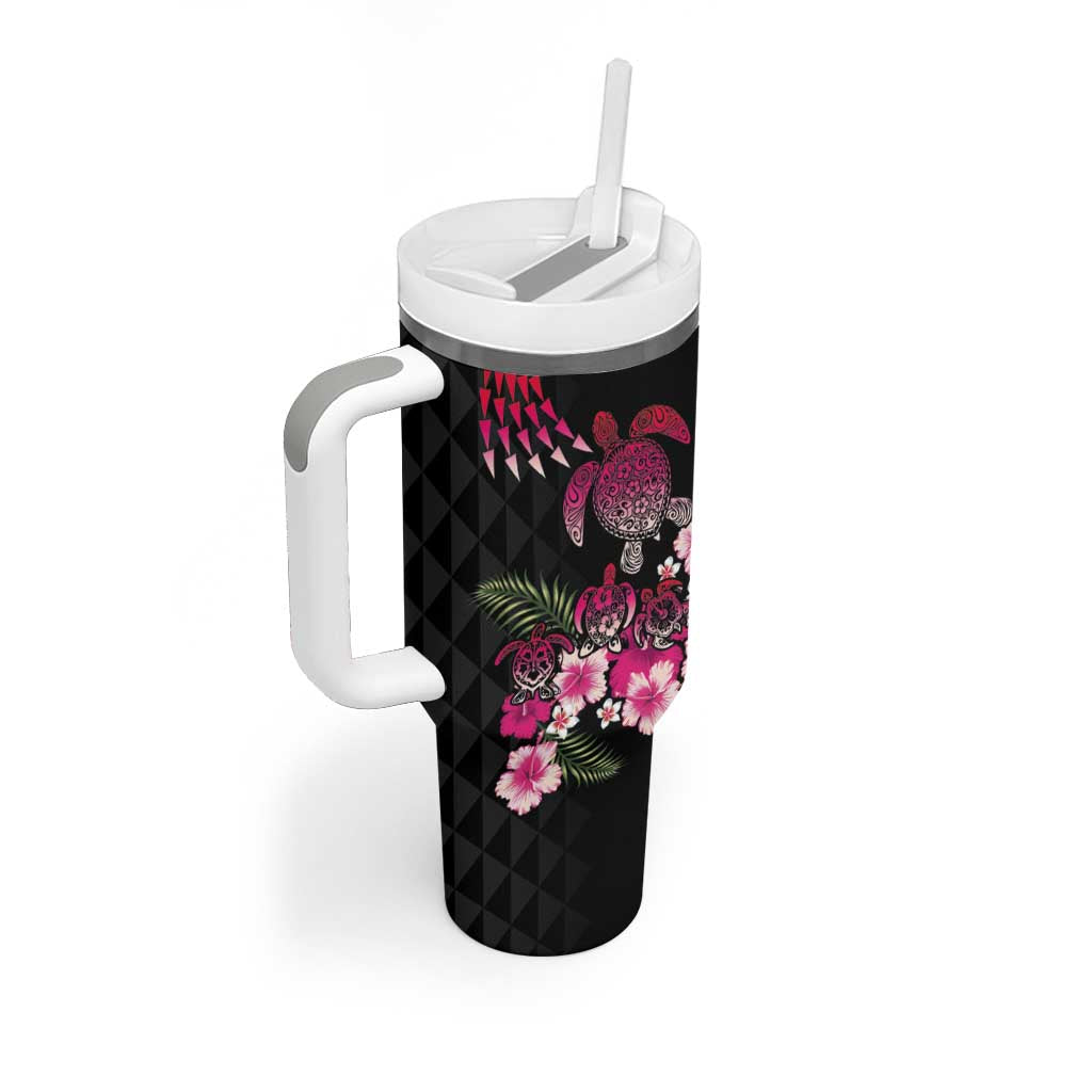 Hawaiian Hibiscus Turtle and Tropical Flower Tumbler With Handle Sweet Vibe LT03 - Polynesian Pride