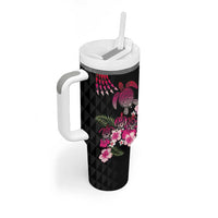 Hawaiian Hibiscus Turtle and Tropical Flower Tumbler With Handle Sweet Vibe LT03 - Polynesian Pride