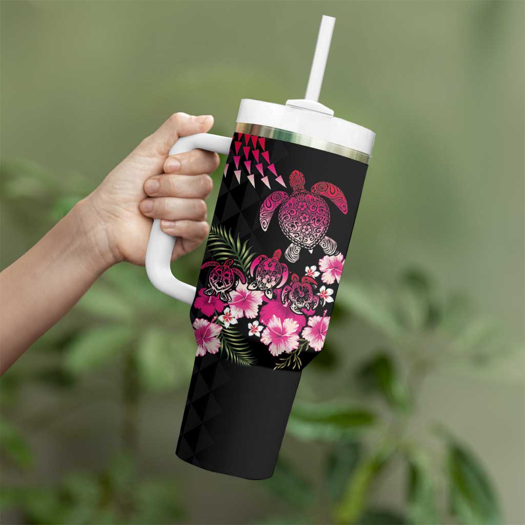 Hawaiian Hibiscus Turtle and Tropical Flower Tumbler With Handle Sweet Vibe LT03 - Polynesian Pride