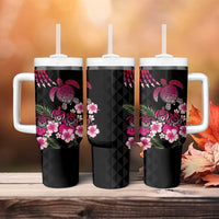 Hawaiian Hibiscus Turtle and Tropical Flower Tumbler With Handle Sweet Vibe LT03 - Polynesian Pride