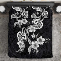 Hawaiian-Polynesian Art Tattoo Bedding Set Hibiscus and Plumeria Grayscale LT03 Black - Polynesian Pride