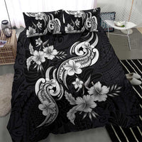 Hawaiian-Polynesian Art Tattoo Bedding Set Hibiscus and Plumeria Grayscale LT03 - Polynesian Pride