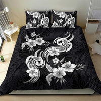 Hawaiian-Polynesian Art Tattoo Bedding Set Hibiscus and Plumeria Grayscale LT03 - Polynesian Pride