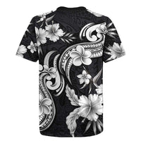 Hawaiian-Polynesian Art Tattoo Rugby Jersey Hibiscus and Plumeria Grayscale LT03 - Polynesian Pride