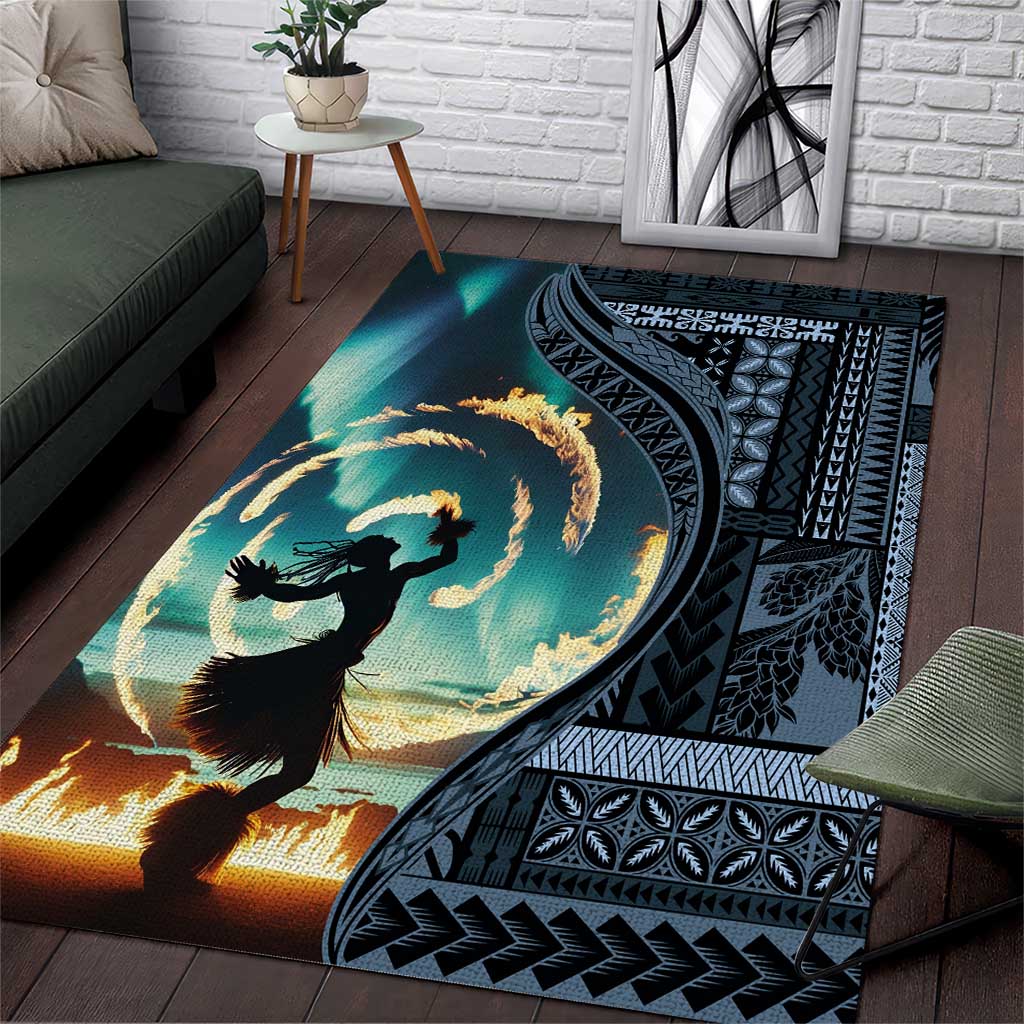 Samoan Siapo Motif and Siva Afi Dance Area Rug LT03 Blue - Polynesian Pride