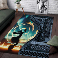 Samoan Siapo Motif and Siva Afi Dance Area Rug LT03 Blue - Polynesian Pride