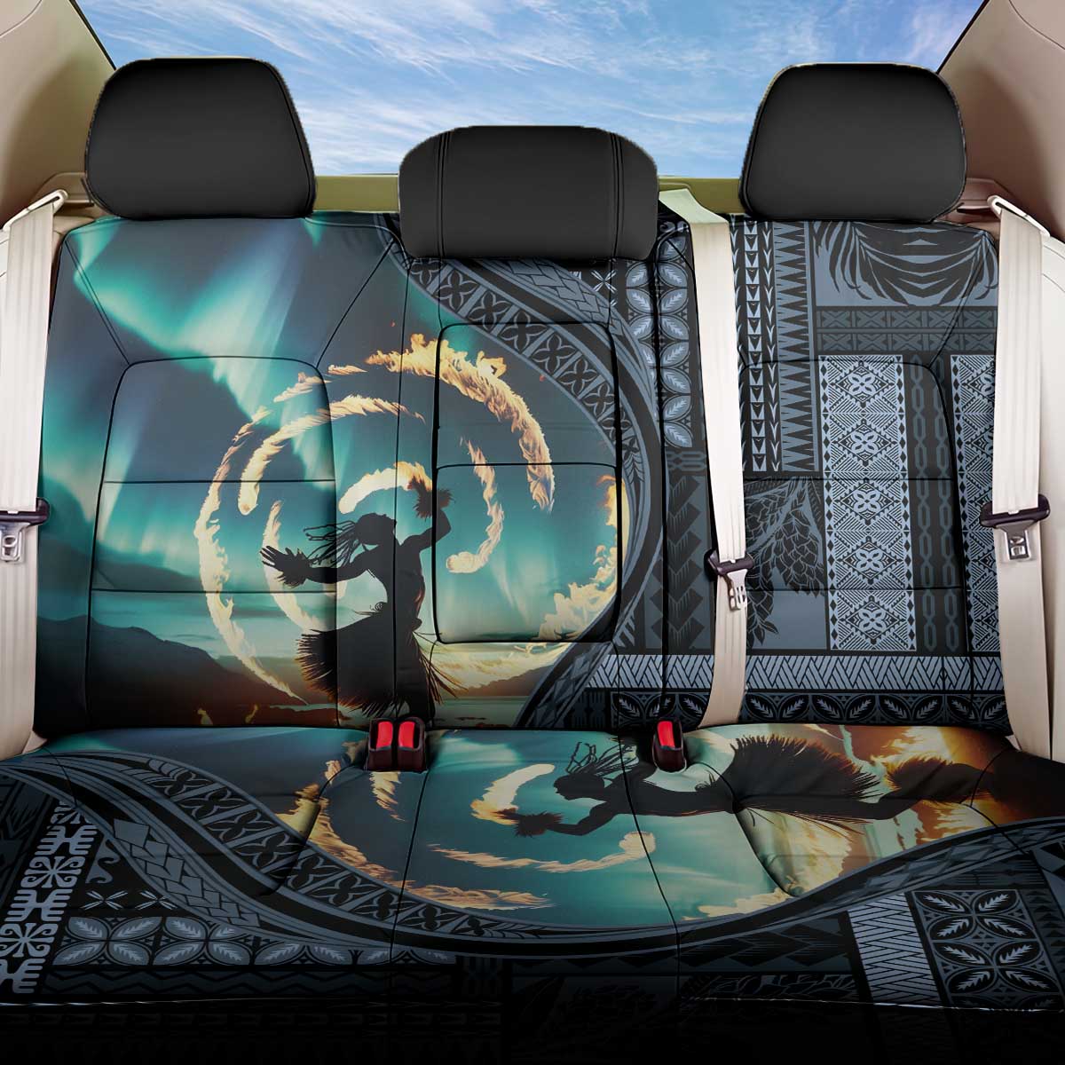 Samoan Siapo Motif and Siva Afi Dance Back Car Seat Cover LT03 One Size Blue - Polynesian Pride