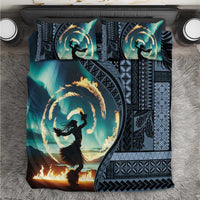 Samoan Siapo Motif and Siva Afi Dance Bedding Set LT03 Blue - Polynesian Pride