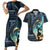 Samoan Siapo Motif and Siva Afi Dance Couples Matching Short Sleeve Bodycon Dress and Hawaiian Shirt