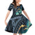 Samoan Siapo Motif and Siva Afi Dance Family Matching Off Shoulder Short Dress and Hawaiian Shirt