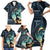 Samoan Siapo Motif and Siva Afi Dance Family Matching Short Sleeve Bodycon Dress and Hawaiian Shirt